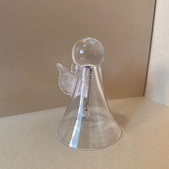 Elegant Glass Angel Table Bell Figurine With Chain Decoration Christmas Holiday - Picture 3 of 10